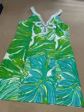 Lilly Pulitzer Green & Turquoise Tropical Print Sleeveless Shift Dress